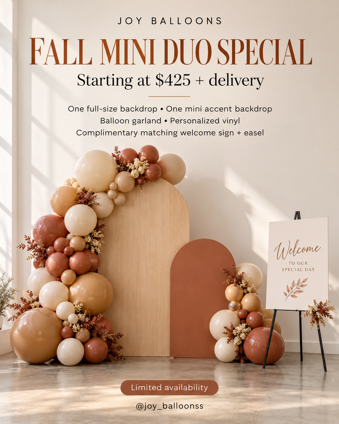 Fall Mini Duo Special from Joy Balloonss, starting at $425 plus delivery